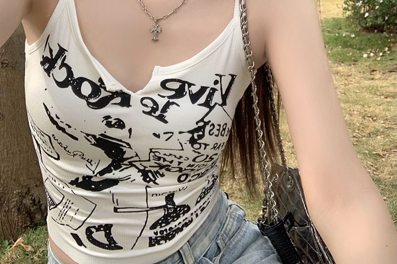 Printed Crop Cami Top