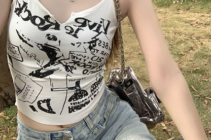 Printed Crop Cami Top