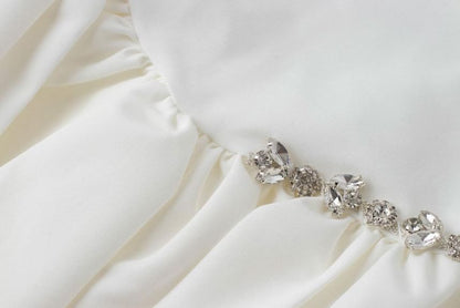 Rhinestone A-Line Skirt Mini High Rise Plain