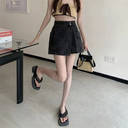 Waist Denim Skort High