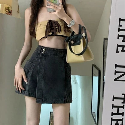 Waist Denim Skort High