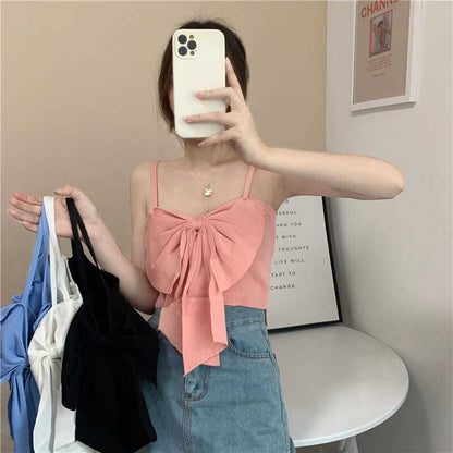 Cropped Plain Bow Camisole Top