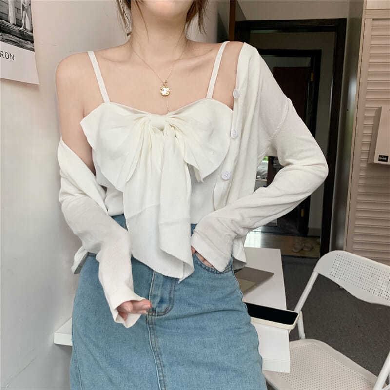 Cropped Plain Bow Camisole Top