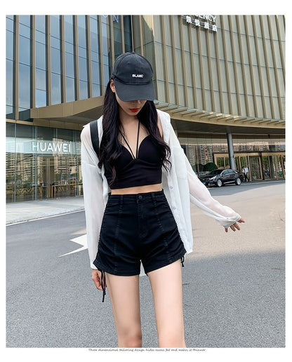 Hot Waist high Drawstring Denim Pants