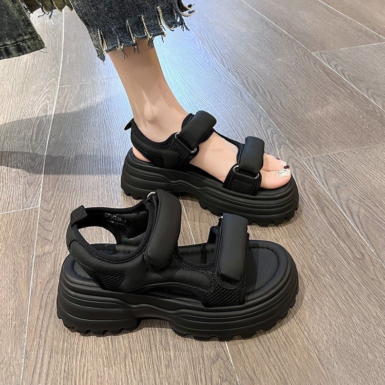 Platform Panel Mesh Sandals