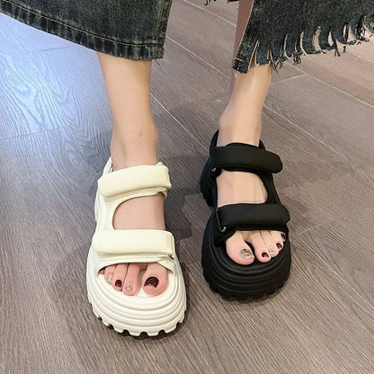 Platform Panel Mesh Sandals