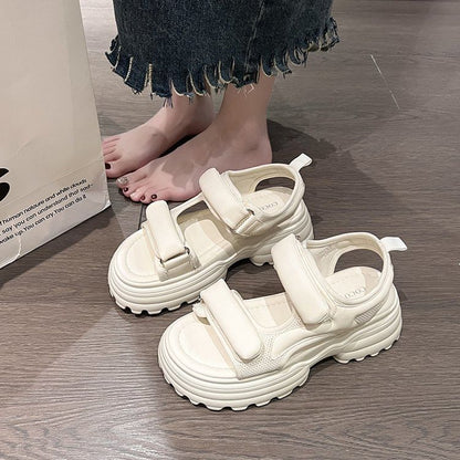 Platform Panel Mesh Sandals