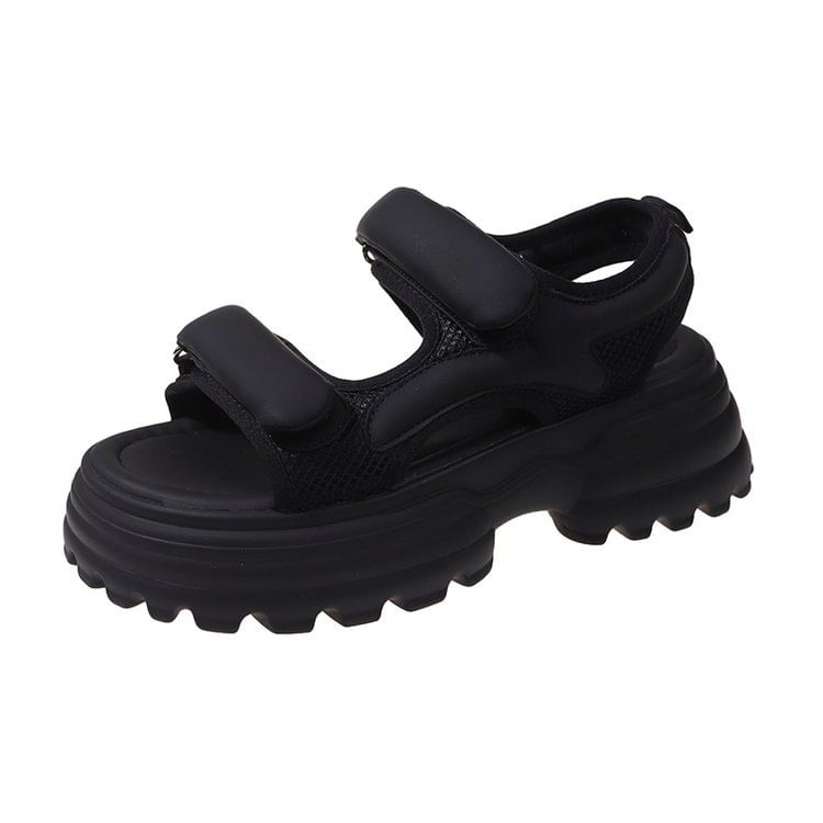 Platform Panel Mesh Sandals