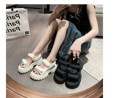 Platform Panel Mesh Sandals