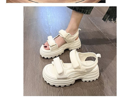 Platform Panel Mesh Sandals