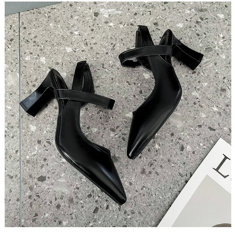 High Heel Plain Slingback Sandals