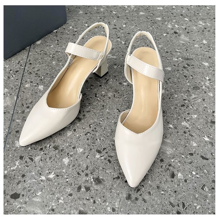 High Heel Plain Slingback Sandals