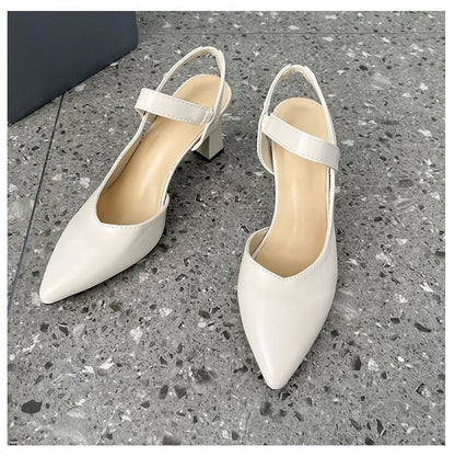 High Heel Plain Slingback Sandals
