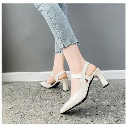 High Heel Plain Slingback Sandals