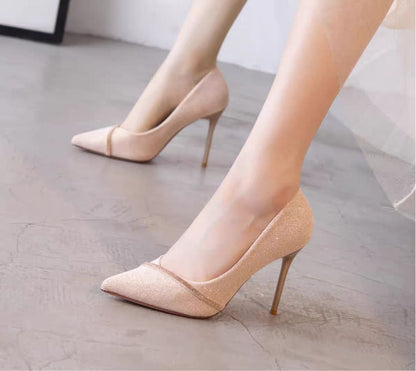 High Heel Glitter Pointy Pumps