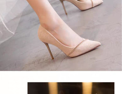 High Heel Glitter Pointy Pumps