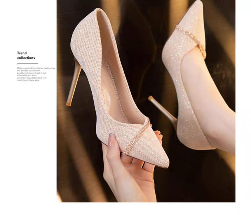 High Heel Glitter Pointy Pumps