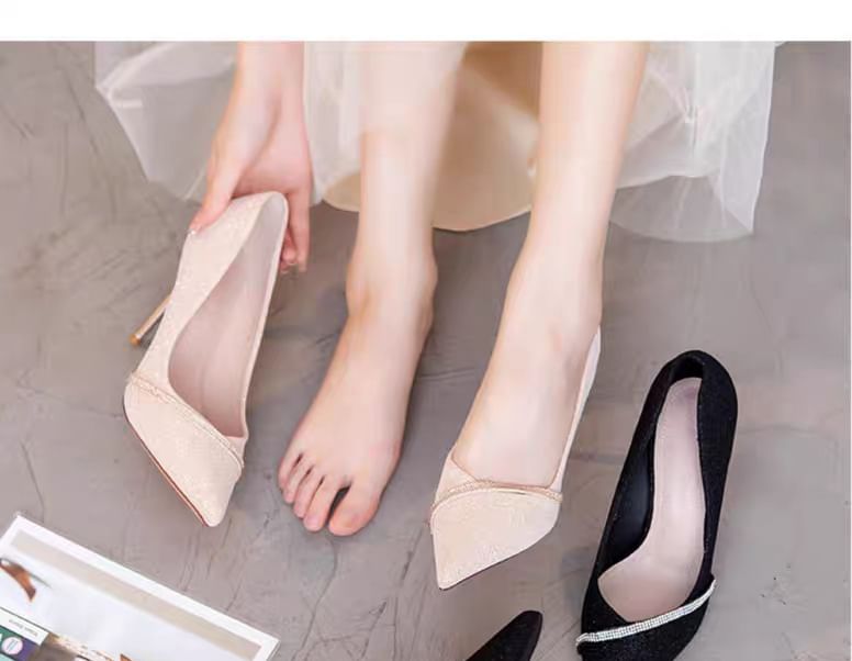 High Heel Glitter Pointy Pumps