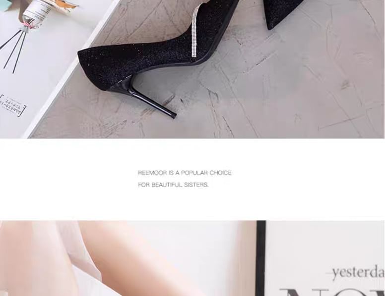 High Heel Glitter Pointy Pumps