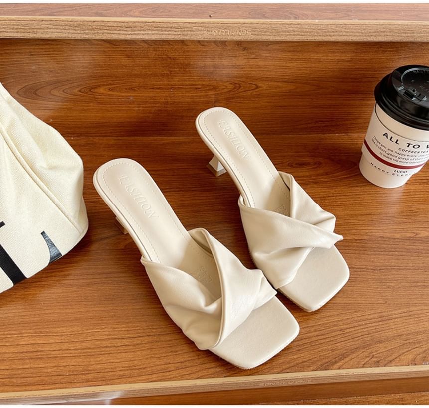 High Heel Plain Twist Slide Sandals
