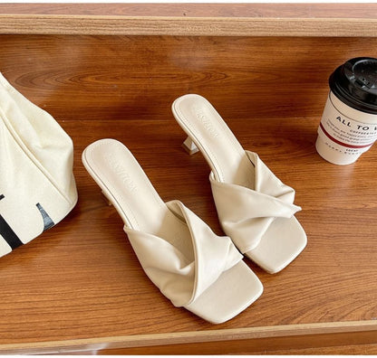 High Heel Plain Twist Slide Sandals