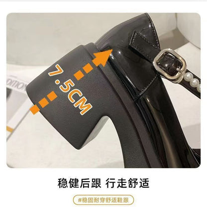 Platform Block Heel Bow Mary Jane Shoes