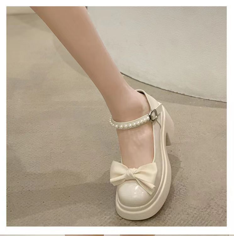 Platform Block Heel Bow Mary Jane Shoes