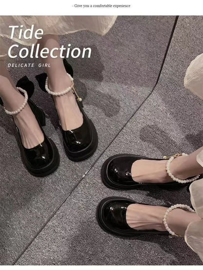 Block Heel Plain Bow Mary Jane Pumps