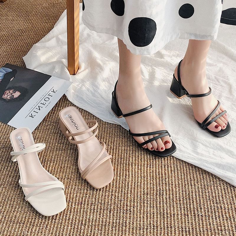 Block Heel Plain Sandals