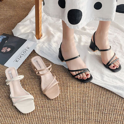 Block Heel Plain Sandals