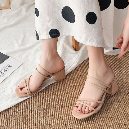 Block Heel Plain Sandals