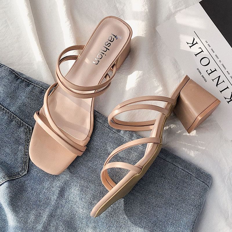 Block Heel Plain Sandals