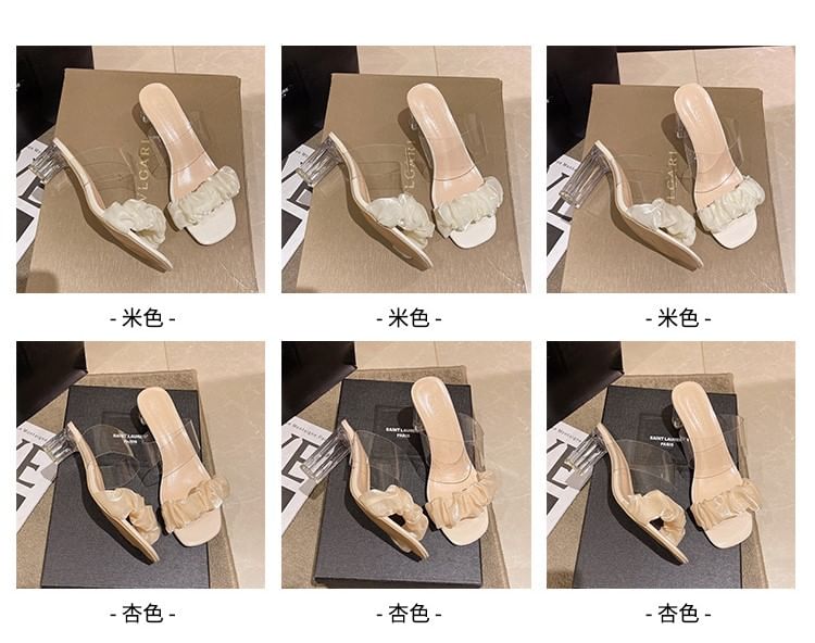 High Heel Ruffle Slide Sandals