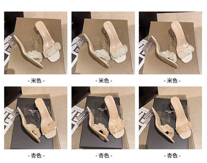 High Heel Ruffle Slide Sandals