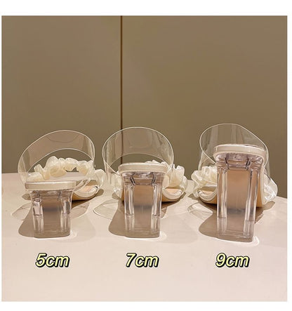 High Heel Ruffle Slide Sandals