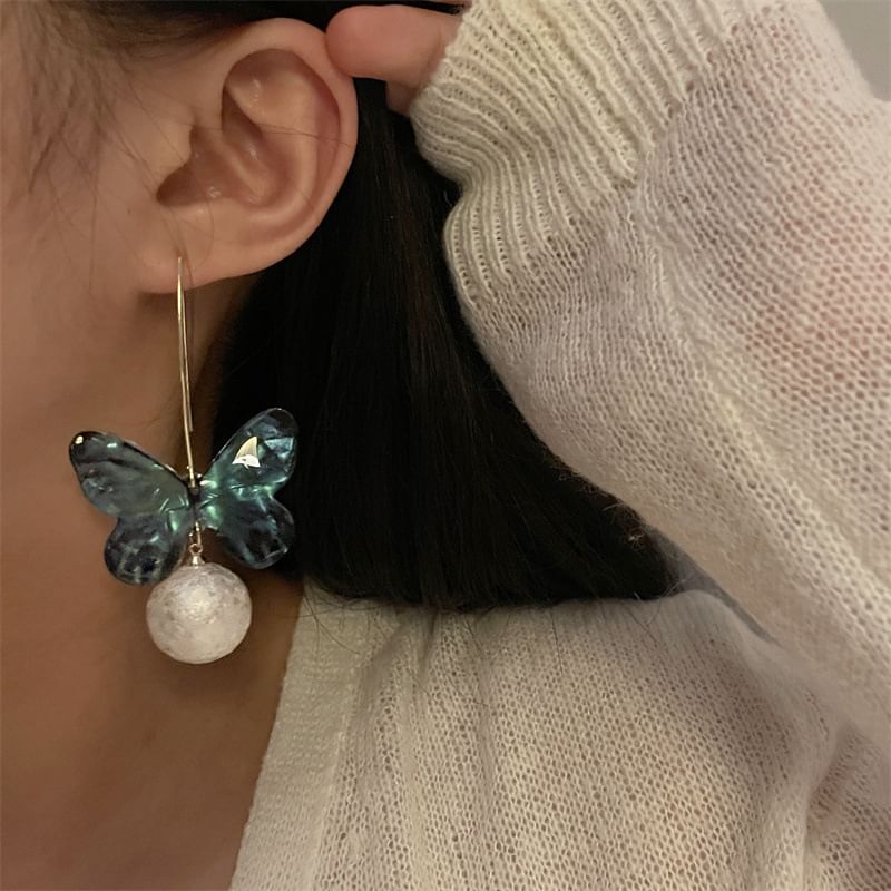 Butterfly Bead Drop Hook Earring
