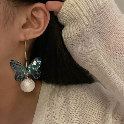 Butterfly Bead Drop Hook Earring