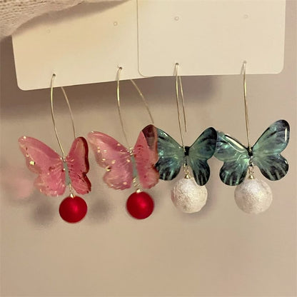 Butterfly Bead Drop Hook Earring