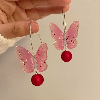 Butterfly Bead Drop Hook Earring