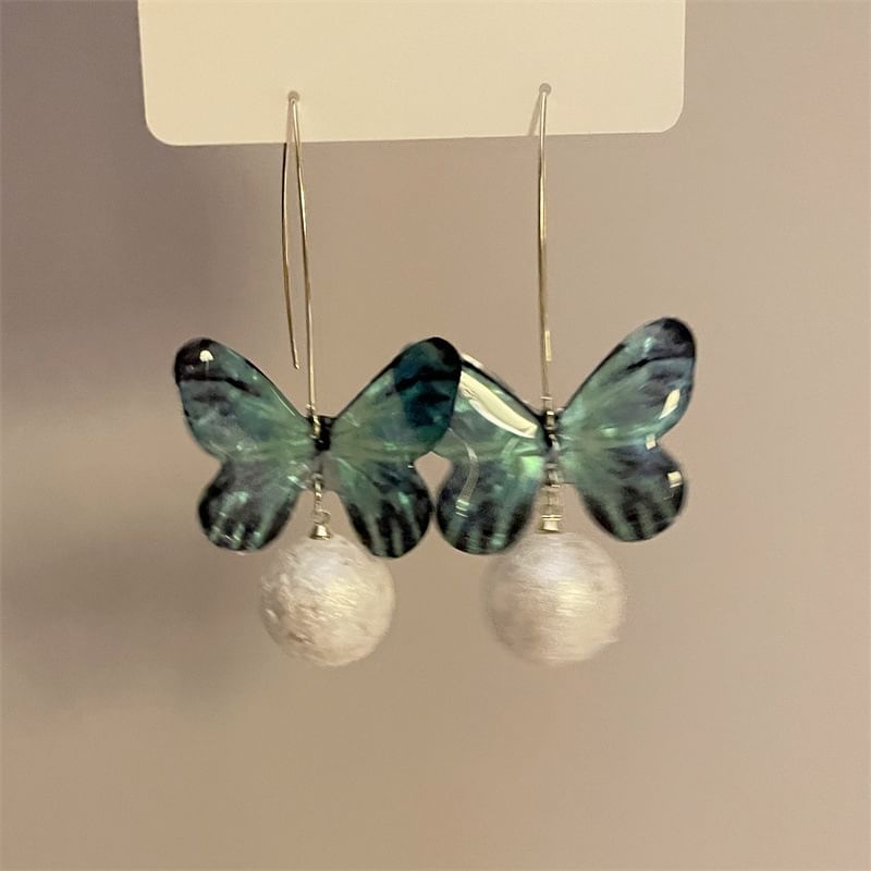 Butterfly Bead Drop Hook Earring