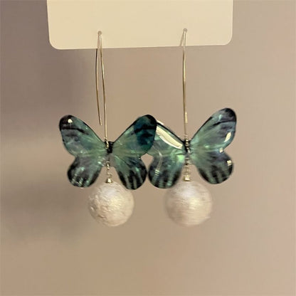 Butterfly Bead Drop Hook Earring