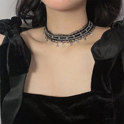 Star Fringed Lace Choker