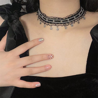 Star Fringed Lace Choker