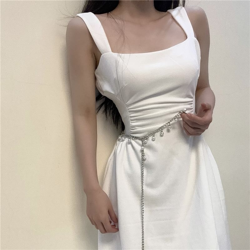 Faux Pearl Fringed Waist Chain Belt