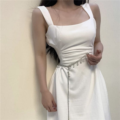 Faux Pearl Fringed Waist Chain Belt