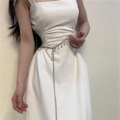 Faux Pearl Fringed Waist Chain Belt