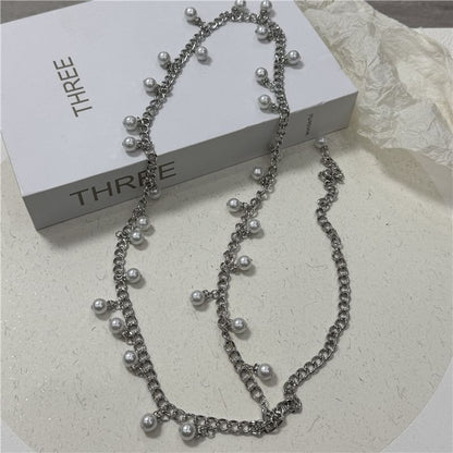 Faux Pearl Fringed Waist Chain Belt