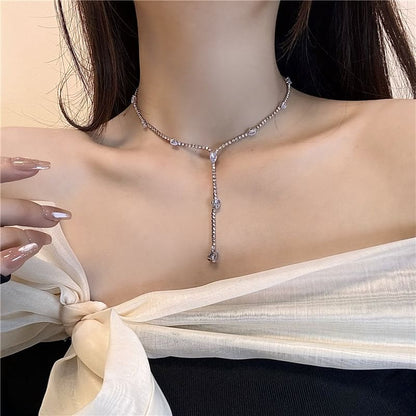 Rhinestone Lariat Necklace