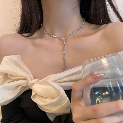Rhinestone Lariat Necklace