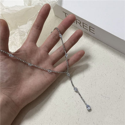Rhinestone Lariat Necklace